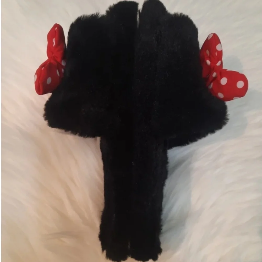 Minnie Mouse Slippers black/red  poka dot bow - Size:2/3